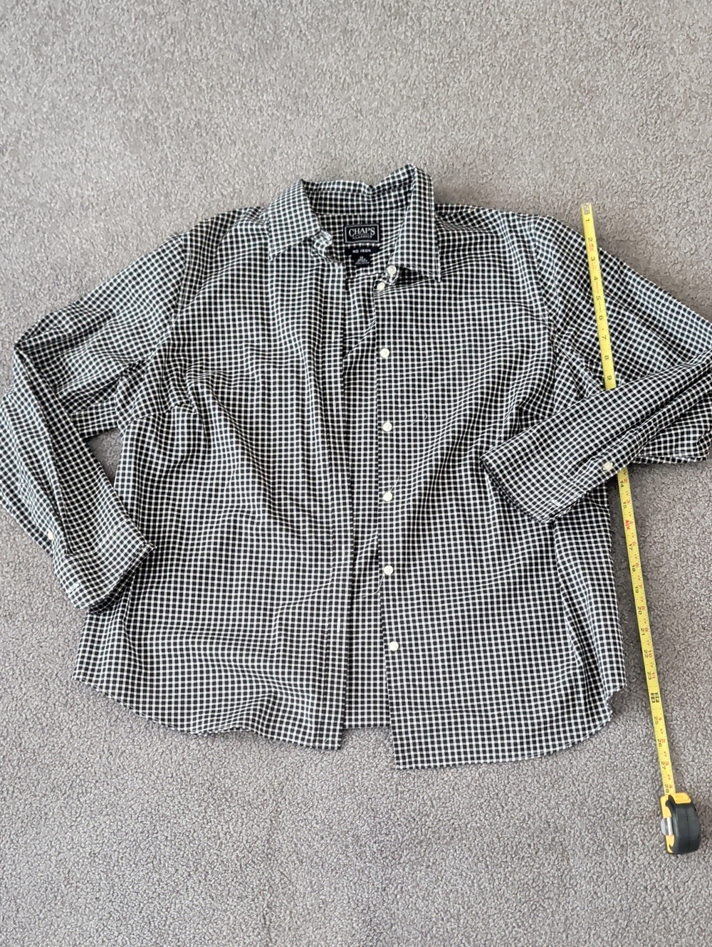 Chaps Black & White Gingham Dress Shirt